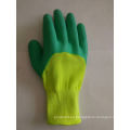 13G poliéster con látex guantes de trabajo de trabajo protectores de espuma de 3/4